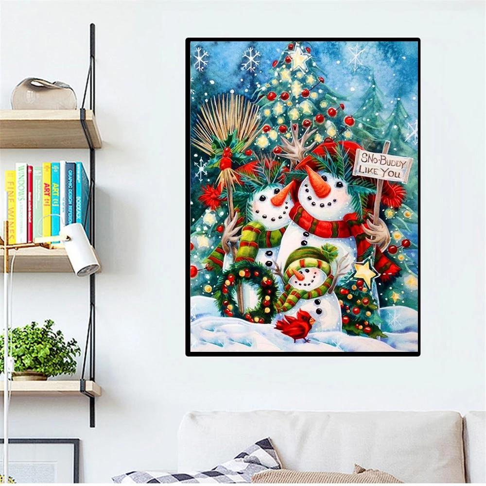 Diamant-Stickerei, Weihnachtsbaum, Schneemann, voller Bohrer, Bastelset, Diamantmalerei, Landschaft, Kunst, Strass, handgefertigtes Geschenk