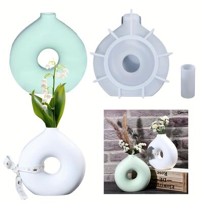 1 DIY Runde Vase Silikonform Epoxidharzform Handgemachte Gips Kunstvasenform Heimdekoration Herstellungszubehör