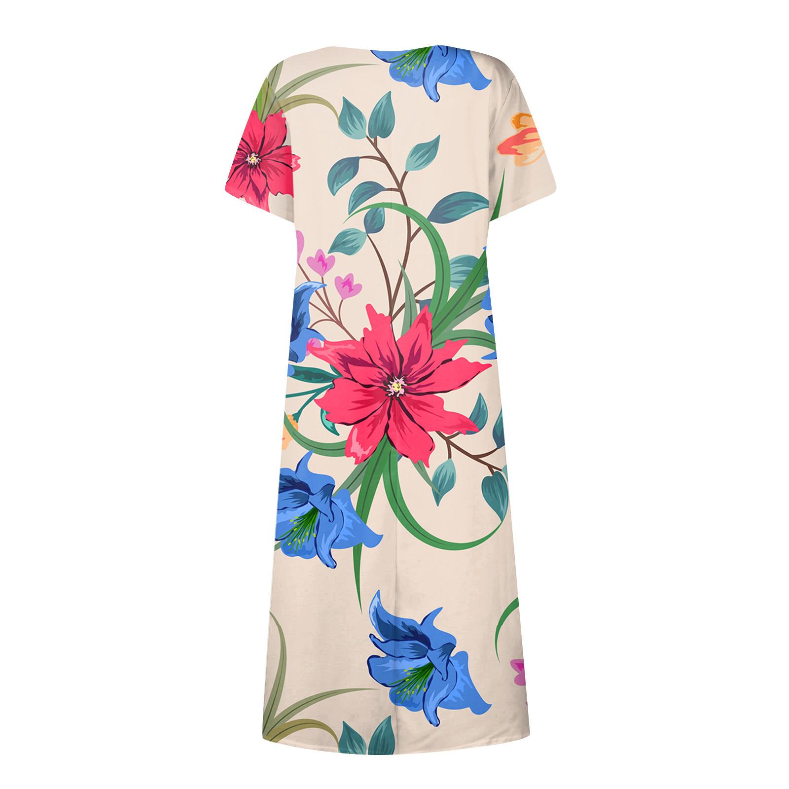 Модное женское летнее платье с круглым вырезом и повседневным модным пуловером с принтом — фото 5