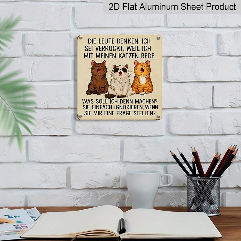 2D Flat, 1pc Funny Cat Lady Wall Sign "I Talk To My Cats" - Vintage Metal Plaque with Retro Tin Sign Style, Outdoor/ Decoration Suitable for Living