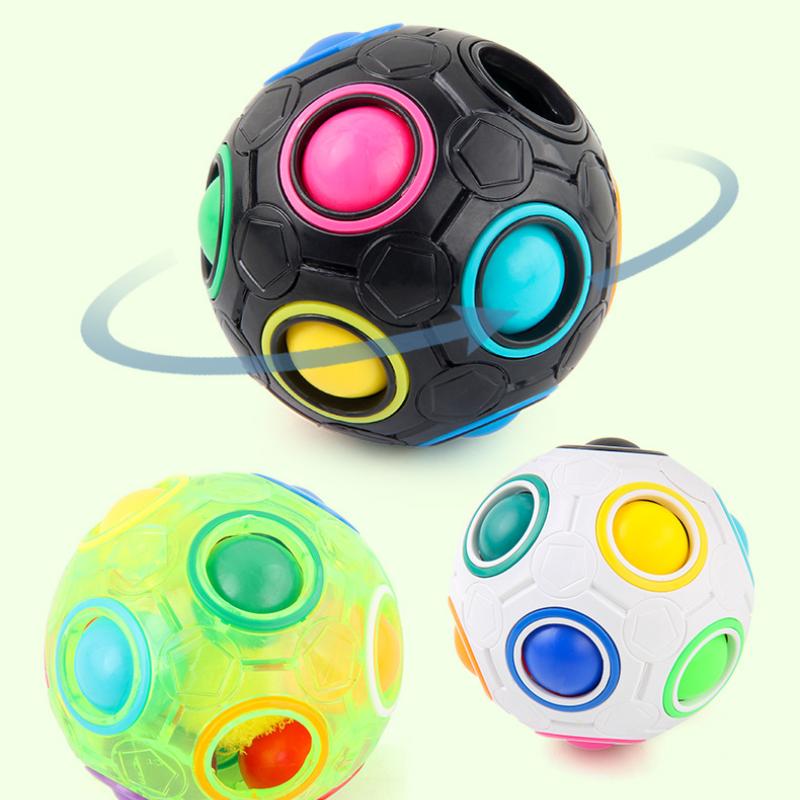 1Pcs Energetic Rainbow Balls Building Blocks Toys - 12 Hole Pressing Design, Interactive, Novelty Playset for Fun and Learning