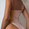 Women Sexy Irregular One Shoulder Elastic Swimsuit Summer Backless Sloping Shoulder Solid Color Tight One-piece Swimsuits