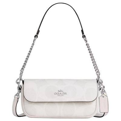 Hailey 20 Logo Flap Closure Coated Canvas Crossbody Shoulder Bag Small Women Bags White CAN70-SVXU5