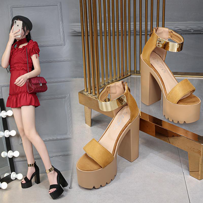 Fashion Summer New 14CM New Hate High Super High Heel Sandals T Table With Waterproof Platform Sandals