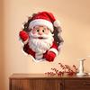 Holiday Home Decor Wall Art 3D Christmas Santa Claus Stickers, Self Adhesive PVC Decals with Realistic Breaking Festive for Effect, Peel And