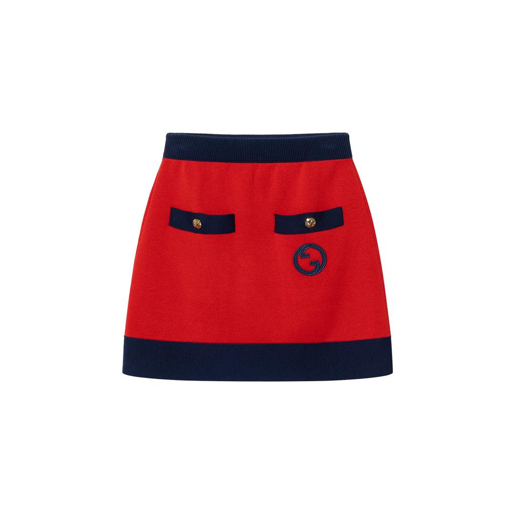 GUCCI Casual Short Skirts Women's Red Moderate Knitted Skirt 742952-XKC76-6432