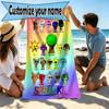 Custom Name Personalized Sprunki Game Print Beach Towel, for Trip Camping Beach Party Home Decor, Birthday Gift for Family & Friends