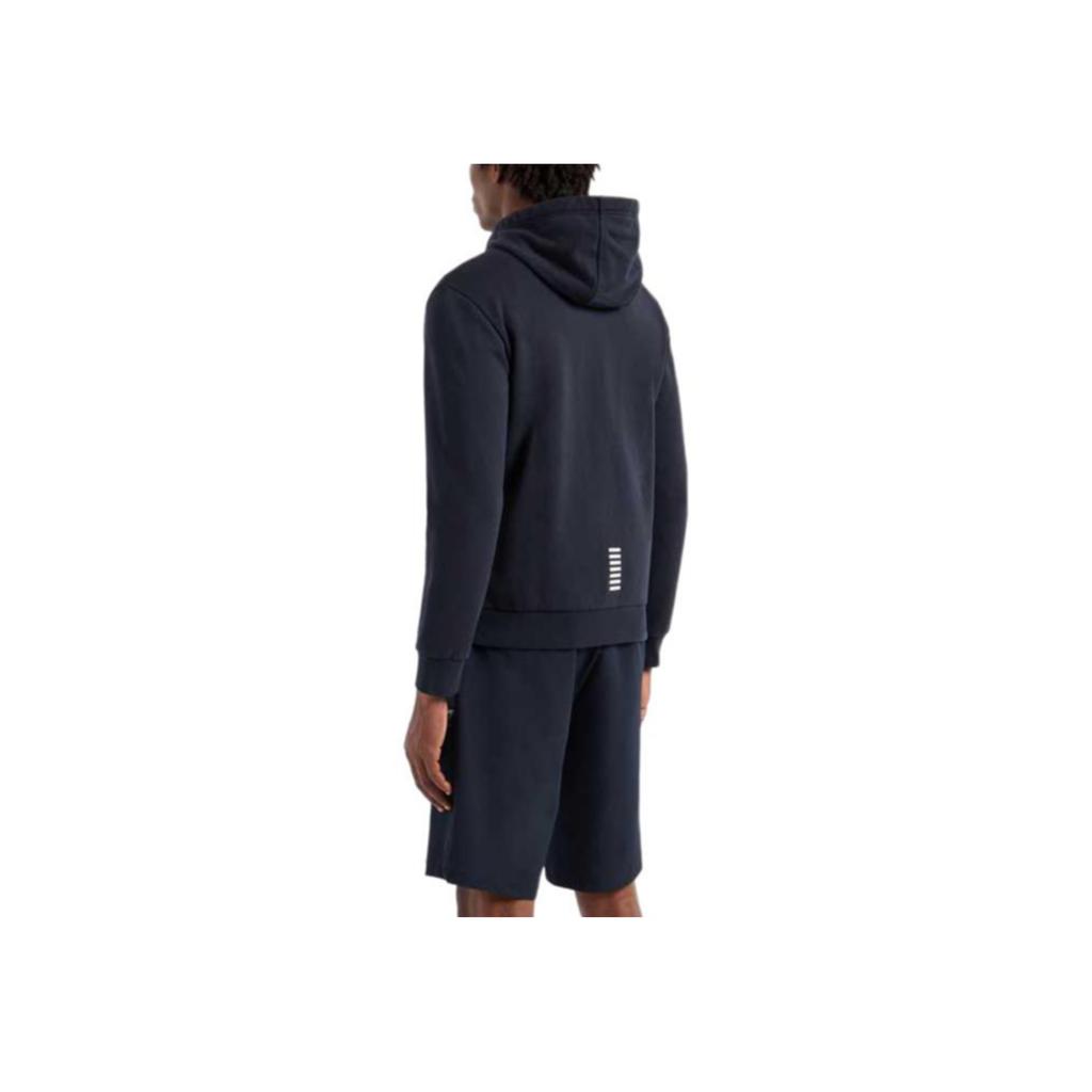 Emporio Armani Ea Fw24 Solid Color Drawstring Hooded Logo Print Cardigan Long Sleeve Sweatshirt Men Sweatshirt Navy-Blue 8NPM38-PJVTZ-1562
