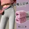 Extra Thick Cloud Velvet Integrated Cotton Pants for Women's Outer Wear Winter Thickened Thermal Pants Gray Threaded High-waisted Velvet Leggings