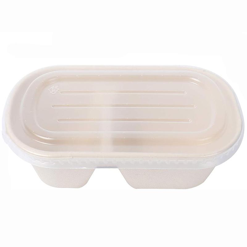 20/50Pcs Disposable Bowls with Lids, 2 Compartment Sugarcane Fiber Food Container, 850ML Takeout Deli Container