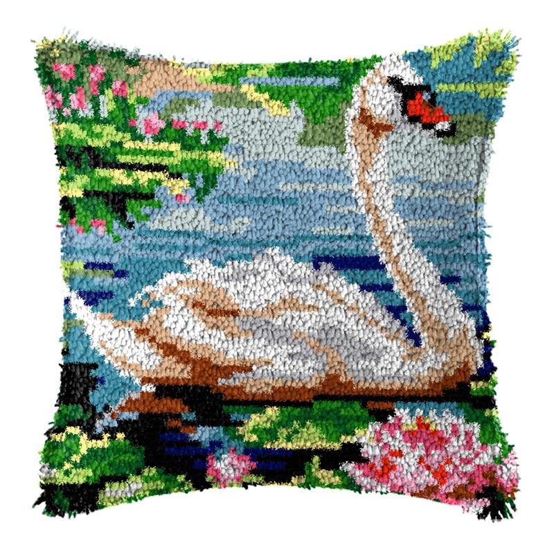 Diy Latch Hook Duck Rabbit Cushion Pillowcase Canvas Crocheting Carpet Embroidery Pillow Latch Hook Kit Knitted Knot Carpet Deco