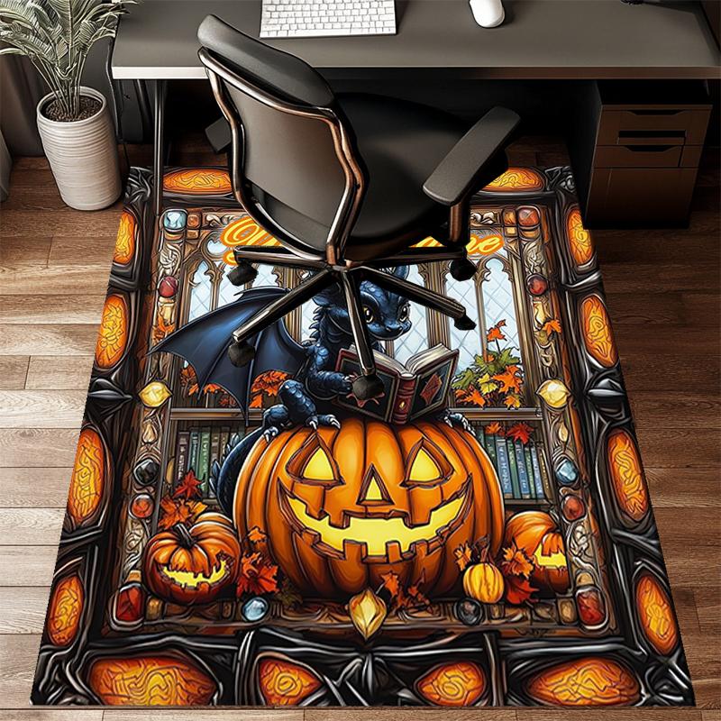 1PC Custom Name Halloween Dragon Book Theme Floor Mat Ideal for Living Room, Game Rooms, Office, Bedroom, Floor Mat Playful Design