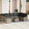 VidaXL 10-Piece Garden Sofa Set with Cushions Grey Poly Rattan 3346892