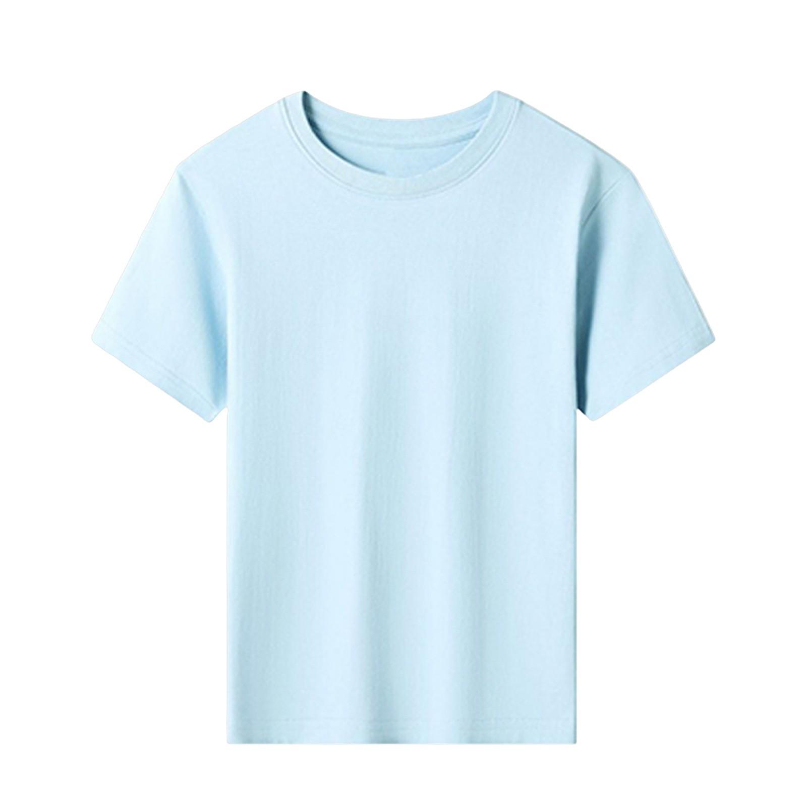 

Детская повседневная однотонная футболка с круглым вырезом и короткими рукавами 140