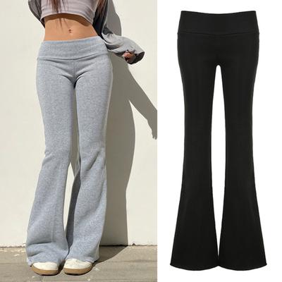 Dames Wijde Broek Elastische Hoge Taille Effen Kleur Casual Broek Basis Stijl Slim Fit Lang