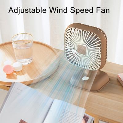 Tischventilator Leiser Niedriglärmmotor Mehrstufig Einstellbarer Wind 39 Grad Verstellbarer Kopf Quadratisches Design Ventilator mit Nachtlicht