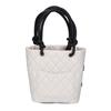 CHANEL A25166 Cambon Line Lambskin Small Tote Bag Handbag Black x whiteUsed
