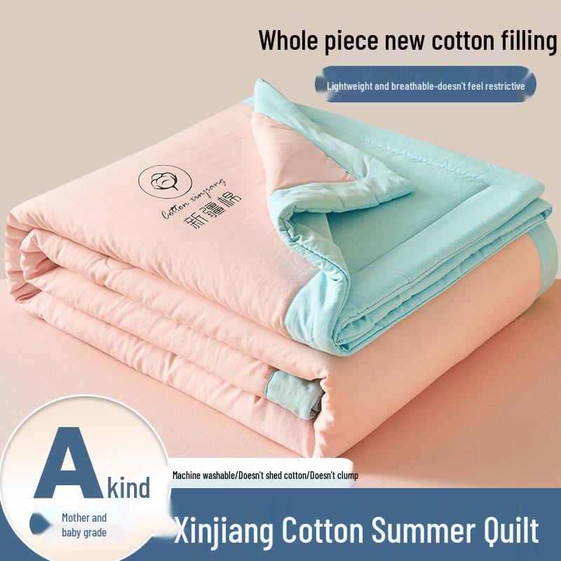 Xinjiang Cotton Summer Quilt: Lightweight, Machine-Washable, Thin Comforter for Dorms and Double Beds