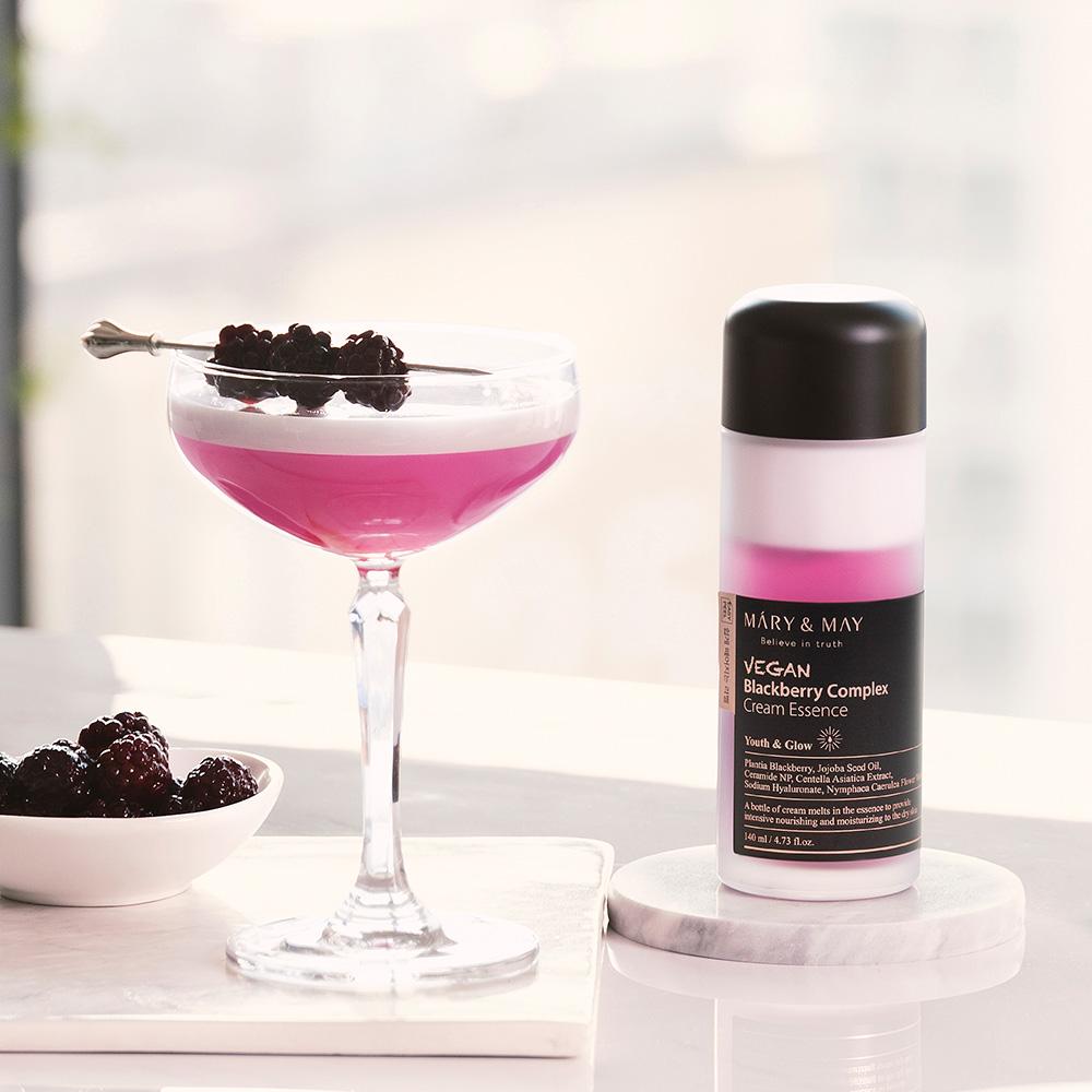 Mary&May Vegan Blackberry Complex Cream Essence 140ml - Hydration Balance Glow, Korean