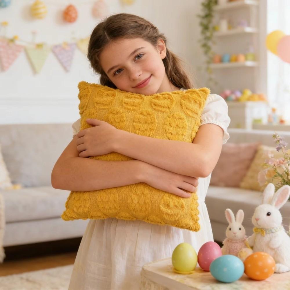 Egg Pattern Plush Pillow Case Super Soft Throw Pillowcase Cushion Cover Car Cushion