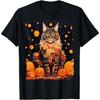 Pop Art Maine Coon Cat Pumpkin Halloween T-Shirt for Men Women Kids