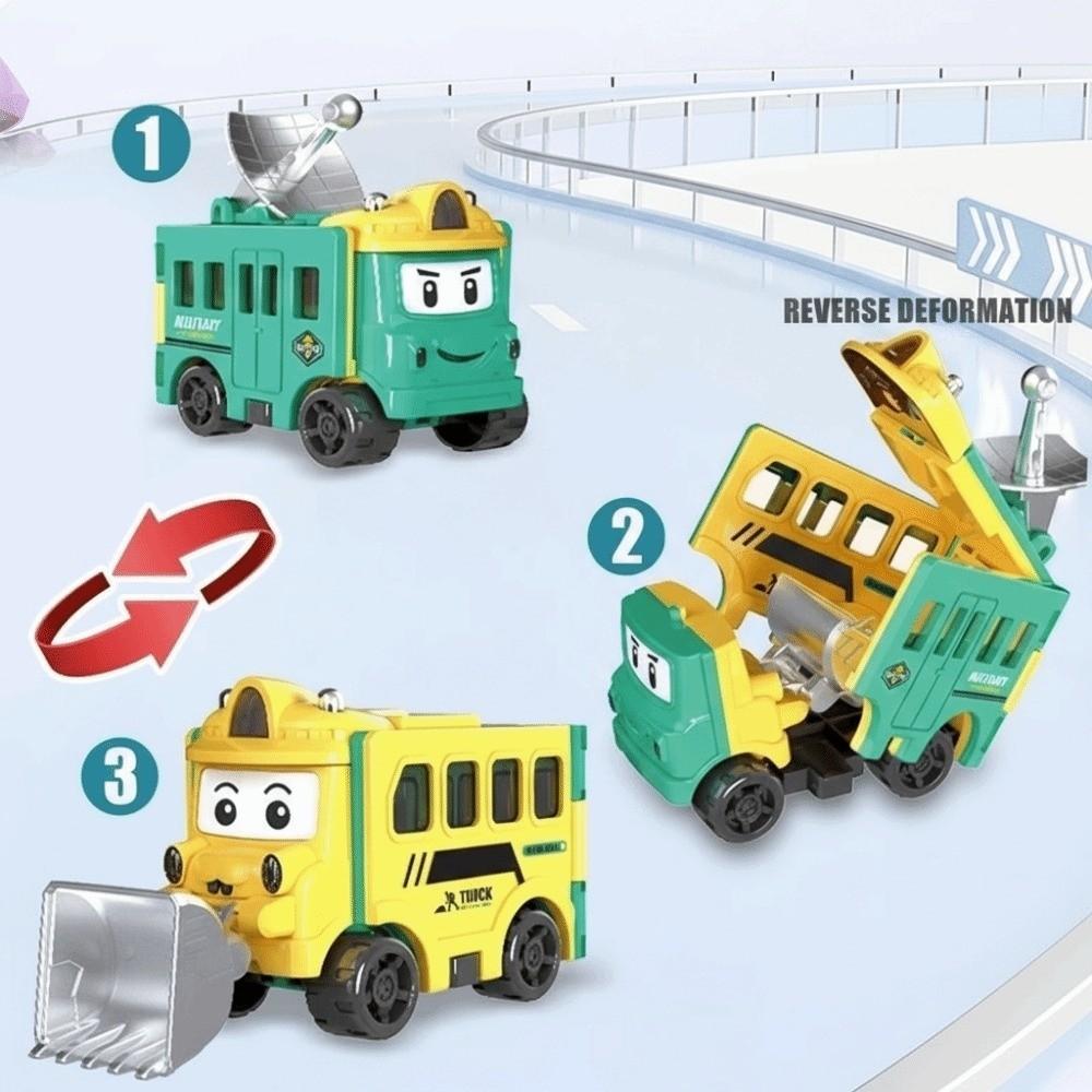 Pull Back Transformable Car Toy Double-Sided Pull Back Trucks Inertia Engineering Vehicle  Kids