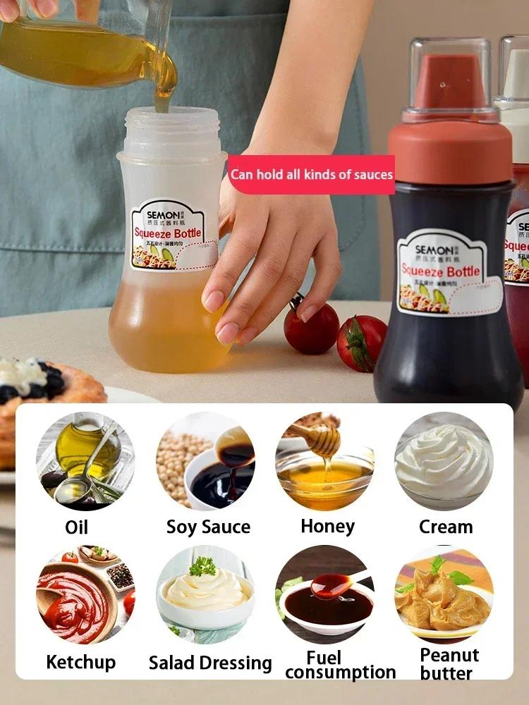 350ml 5 Hole Squeeze Condiment Bottles With Nozzles Plastic Ketchup Mustard Sauces Olive Oil Bottles Cooking Area Accessories for Home