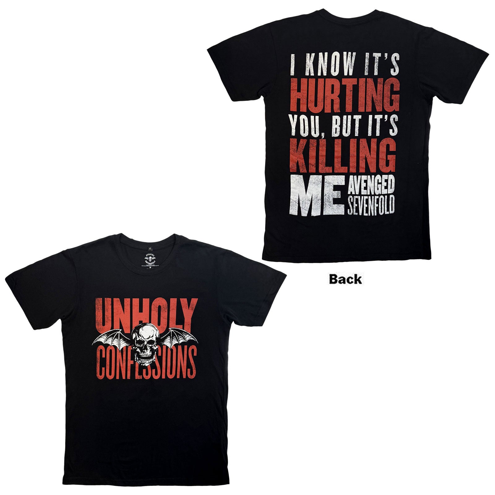 Avenged Sevenfold Carbon TShirt Unholy Confessions Black Back Print OFFICI S