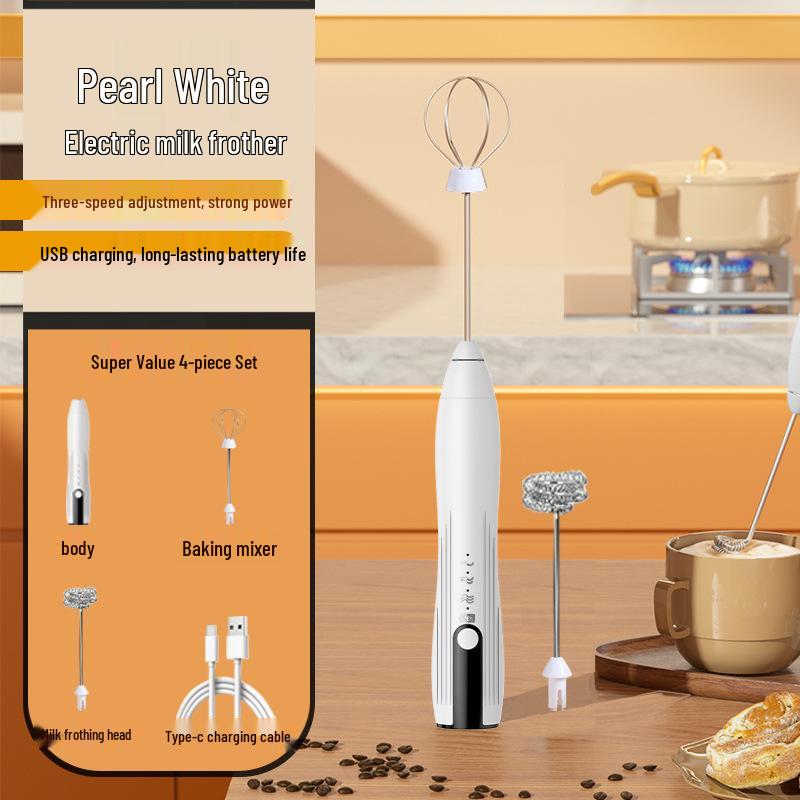 Wireless Electric Handheld Egg Beater & Milk Frother for Cream, Cake, Coffee, Baking