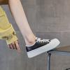 Cute big head shoes spring round head lace-up shallow mouth leather thick-soled white shoes student casual board shoes