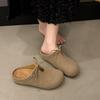 Japanese Small Fresh Mori Suede Slippers Women's 2025 Autumn New Outer Wear Lace-up Lazy Muller Thick-bottomed Bag Head Drag