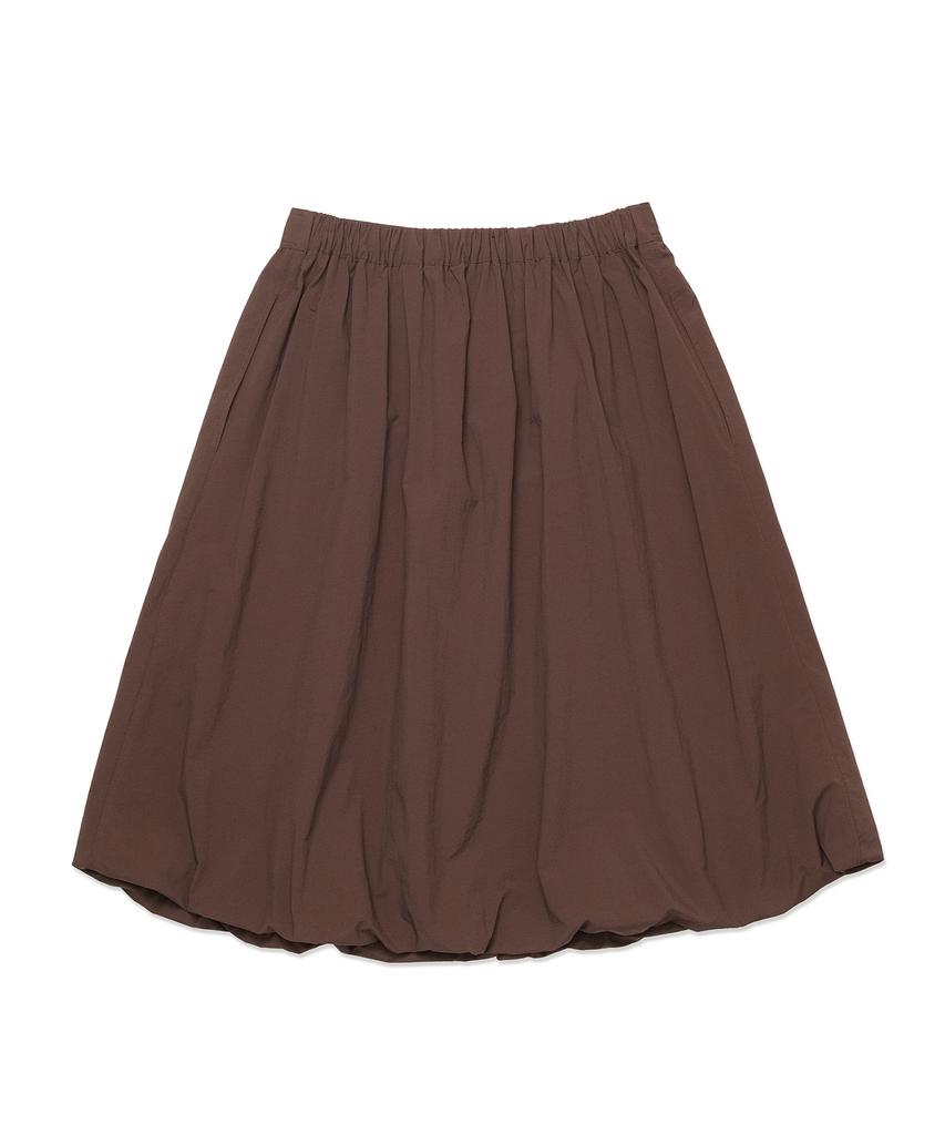 Cotton Bell Shirred Balloon Skirt - Brown