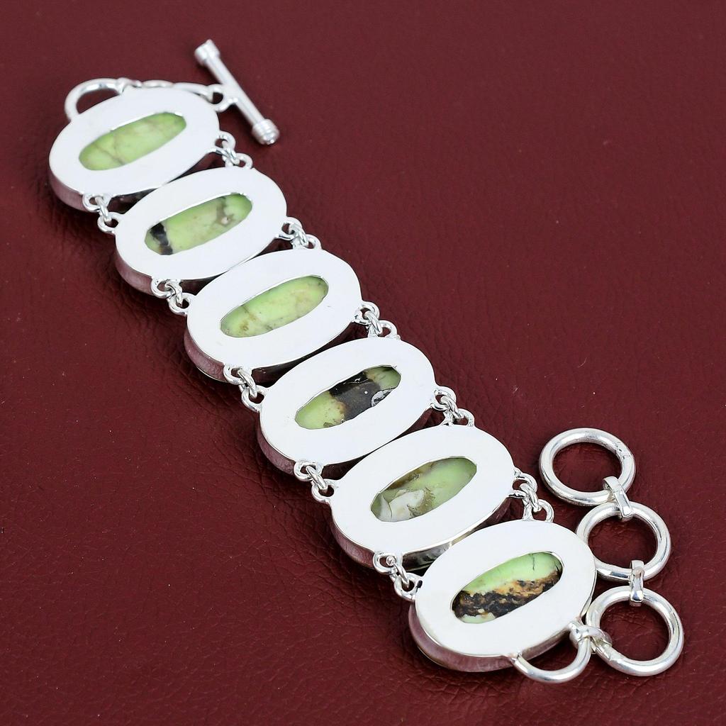 Lemon chrysoprase bracelet gemstone bracelet 925 sterling silver adjustable chain bracelet handmade lemon chrysoprase jewelry gifts for him