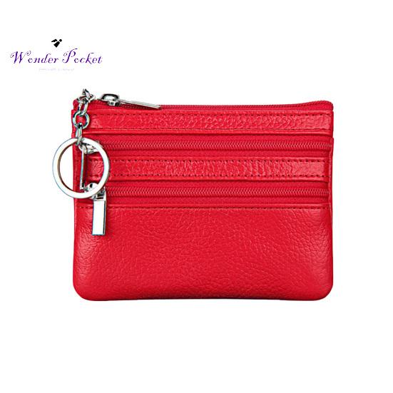 

Брелок для ключей с несколькими слотами, женский кошелек, яркий цвет, 3 кармана на молнии, кошелек для монет из искусственной кожи