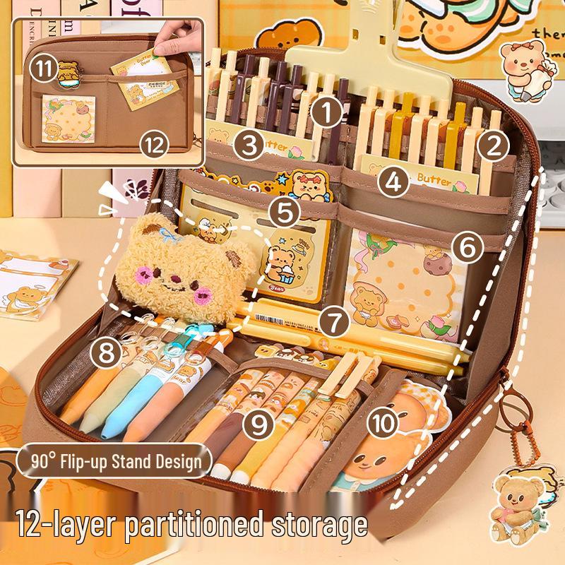 Creamy Bear Large Capacity Pencil Case for Students - 2026 New Style