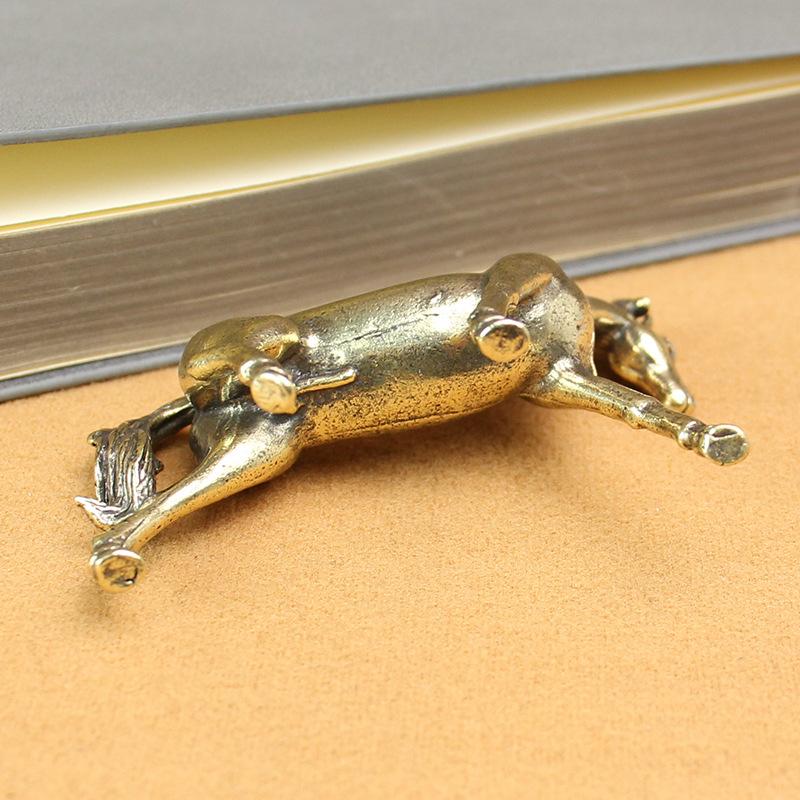 Solid ren messing kontorpult liten ornament dyrekretshest bronse te kjæledyr smykker håndverk gave håndtak