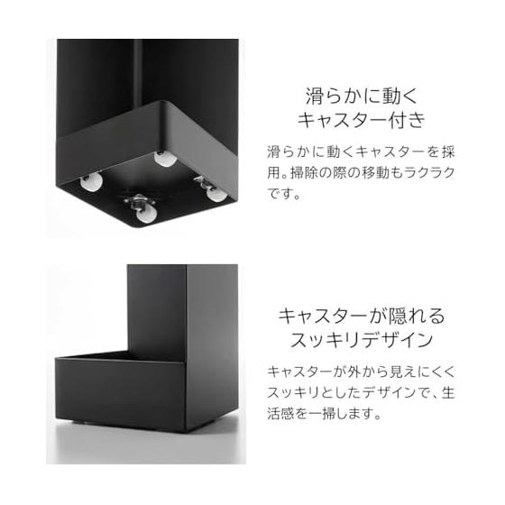 Toilet Rack Toilet Paper Storage Slim Toilet Rack with Casters Tower Black Yamazaki Jitsugyo Rotating Toilet Smartphone Accessories Hide Storage