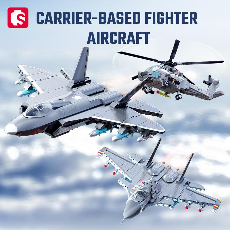 Non-Toxic Sembo 1814Pcs Armed Aircraft Building Blocks Kits Moc Helicopter Models Fighter Assembly Bricks Birthday Gift Kids Toys For Children