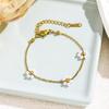 Handmade Boho Flower Beaded Bracelet Set with Stainless Steel Chain