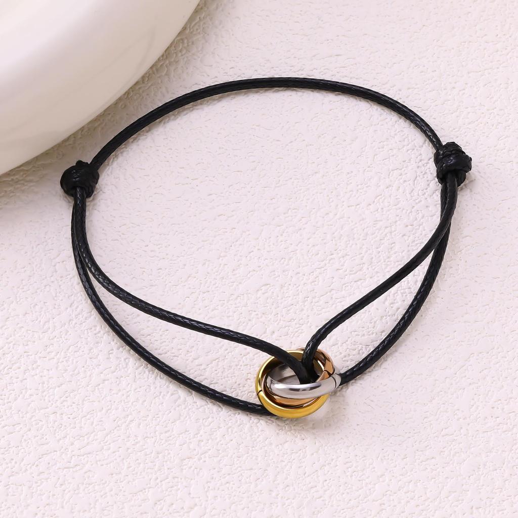 Minimalistisches Verstellbares Drei-Ring-Webarmband - Trendiger Hochwertiger Paarschmuck
