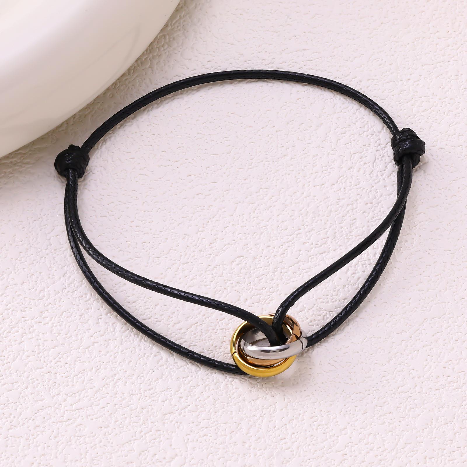 Минималистичный регулируемый плетеный браслет с тремя кольцами - Модные высококачественные парные украшения