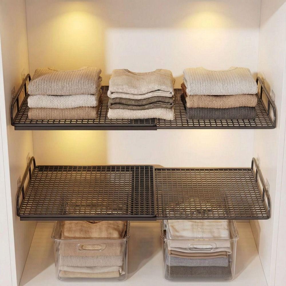 Adjustable Expandable Cabinet Sorting Board No-Drill Telescopic Closet Shelf  DIY