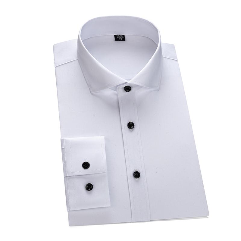 Herrenhemd langärmelig schmal geschnitten gestreift Patchwork-Kragen Herren Business Mode heterochromer Kragenhemd