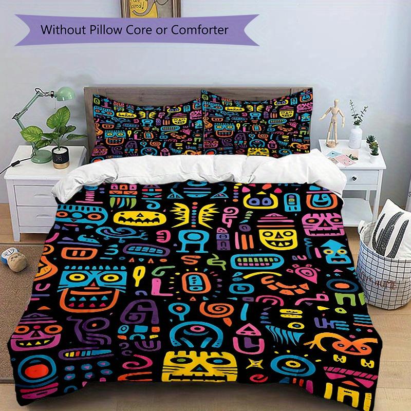 3pcs Abstract Patterns Soft Comfortable Bedding set, For Bedroom, Guest Room And Dorm, All - Season Use, High-Definition Printing152