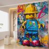 Cartoon Abstract Fun Various Occupations L-Legos Shower Curtain, Bathroom Decorative Shower Curtain, Waterproof Shower With Hook