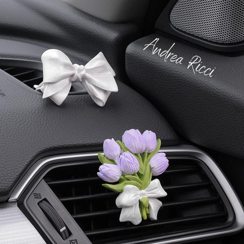 Tulip Car Perfume Aroma Diffuser Flower Long-Lasting Light Fragrance Car Diffuser Stone Fragrance Clip Car Decoration for Girls