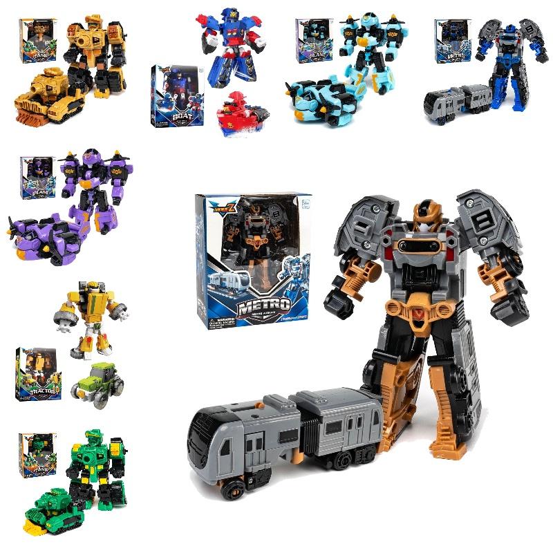 Transforming Car Robot Mech Action Figure Toy Cartoon Collectible With Puzzle Assembly Plastic Material