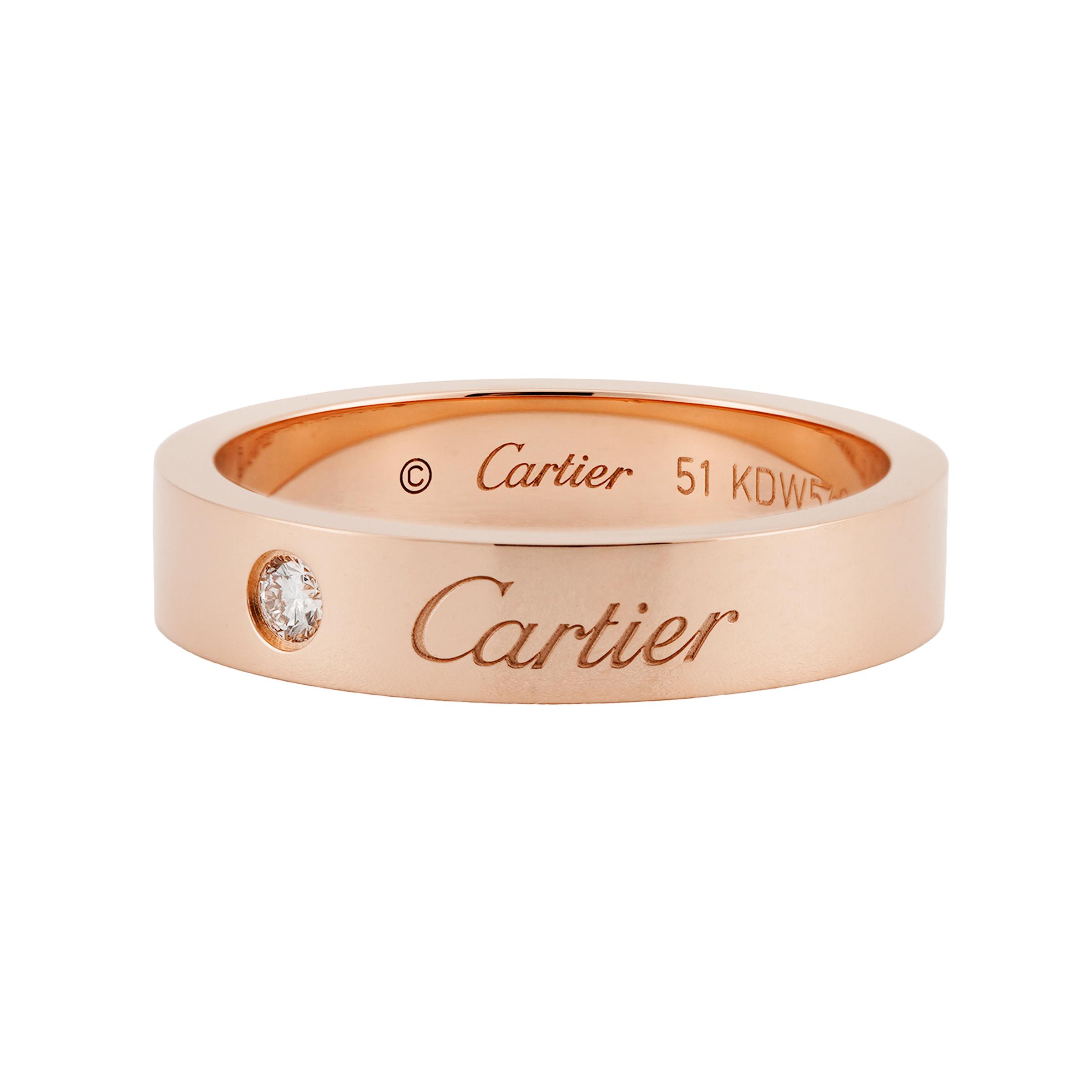 

Cartier C De Класичний Лист 4 мм Ширина 18K Золото Діамантове Кільце Унісекс кільця Рожеве Золото B4210700 Box+Shopping Bag,Warranty Not Included,54