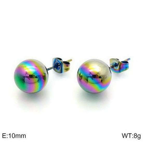 European & American Titanium Steel Round Bead Women's Stud Earrings - Simple Street Style Accessories