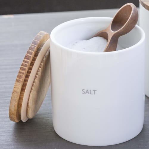 LOLO | Storage Containers | SALT | Canisters | Made In Japan | Ceramic | Porcelain | Teak | With Lids |